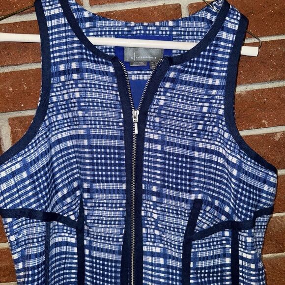 Anthropologie by Anthropologie Blue and White Structured Zip Front Mini Dress - Picture 14 of 16